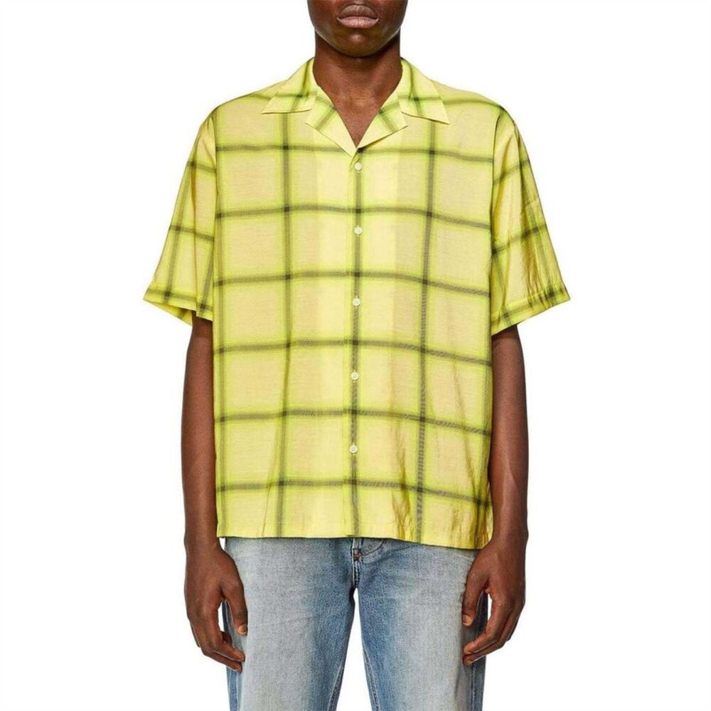 Diesel Mens S-Nabil Check Plaid Shirt / Green